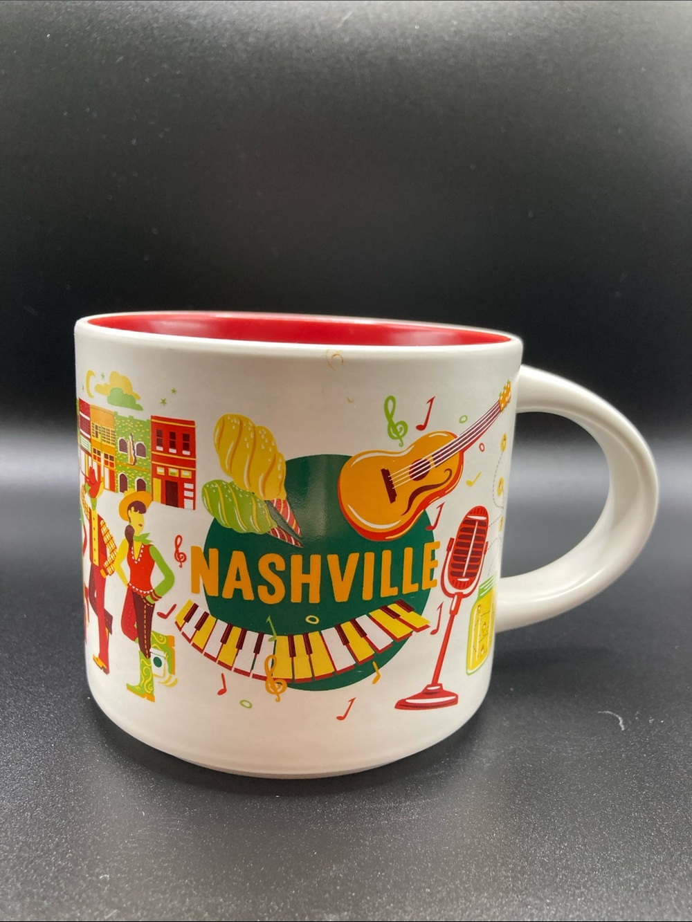 Starbucks Discovery Series Nashville Coffee Mug 14 oz 2024 Red Interior EUC